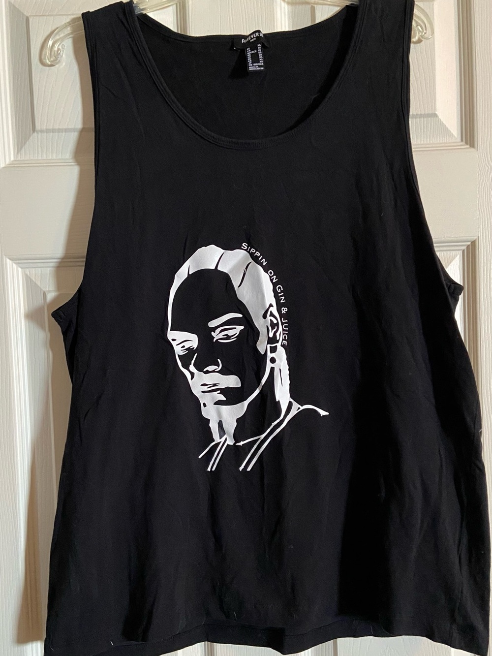 Forever 21 Black Tank Top with White Portrait Graphic